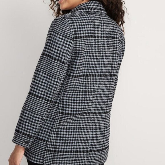 Old Navy, Size M, Soft-Brushed Oversized Blazer, Black, Gray-Blue Plaid, EUC - Picture 12 of 12